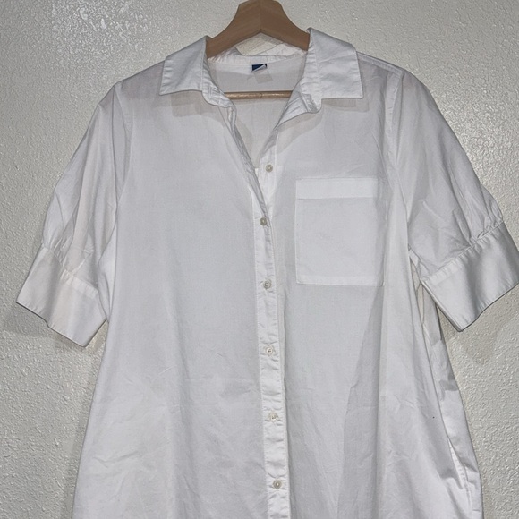 OLD NAVY WOMENS SHIRT DRESS WHITE SHORT SLEEVE Sz MD NEW - Picture 5 of 11